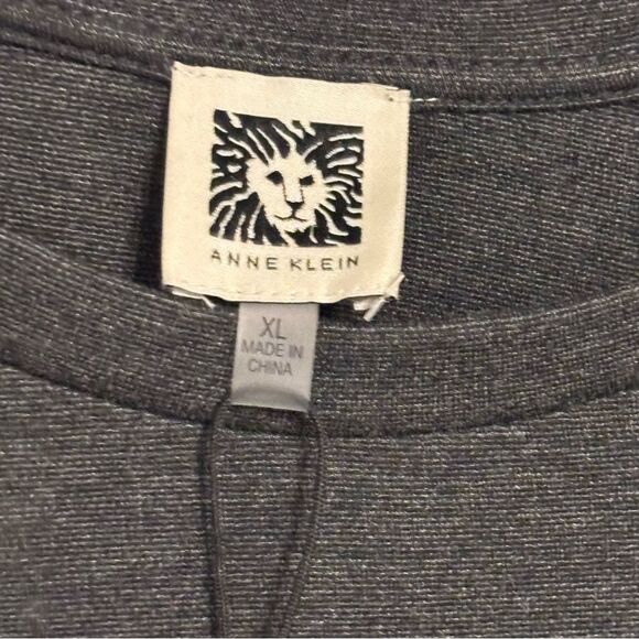 Anne Klein | Women’s Dark Grey Sweatshirt Pullover Top White Sheer Trim Size XL - Picture 6 of 15